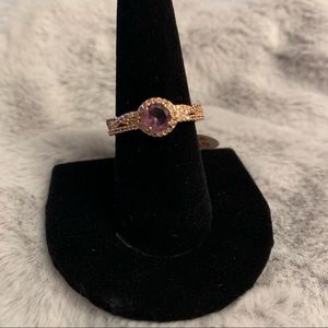 Amethyst and Rose Gold ring . Size 10